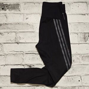 Adidas Black 3 Stripe High Rise Cropped Leggings - Size Small